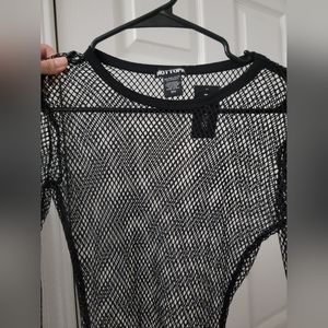 Hot Topic Fishnet Long Sleeve Top